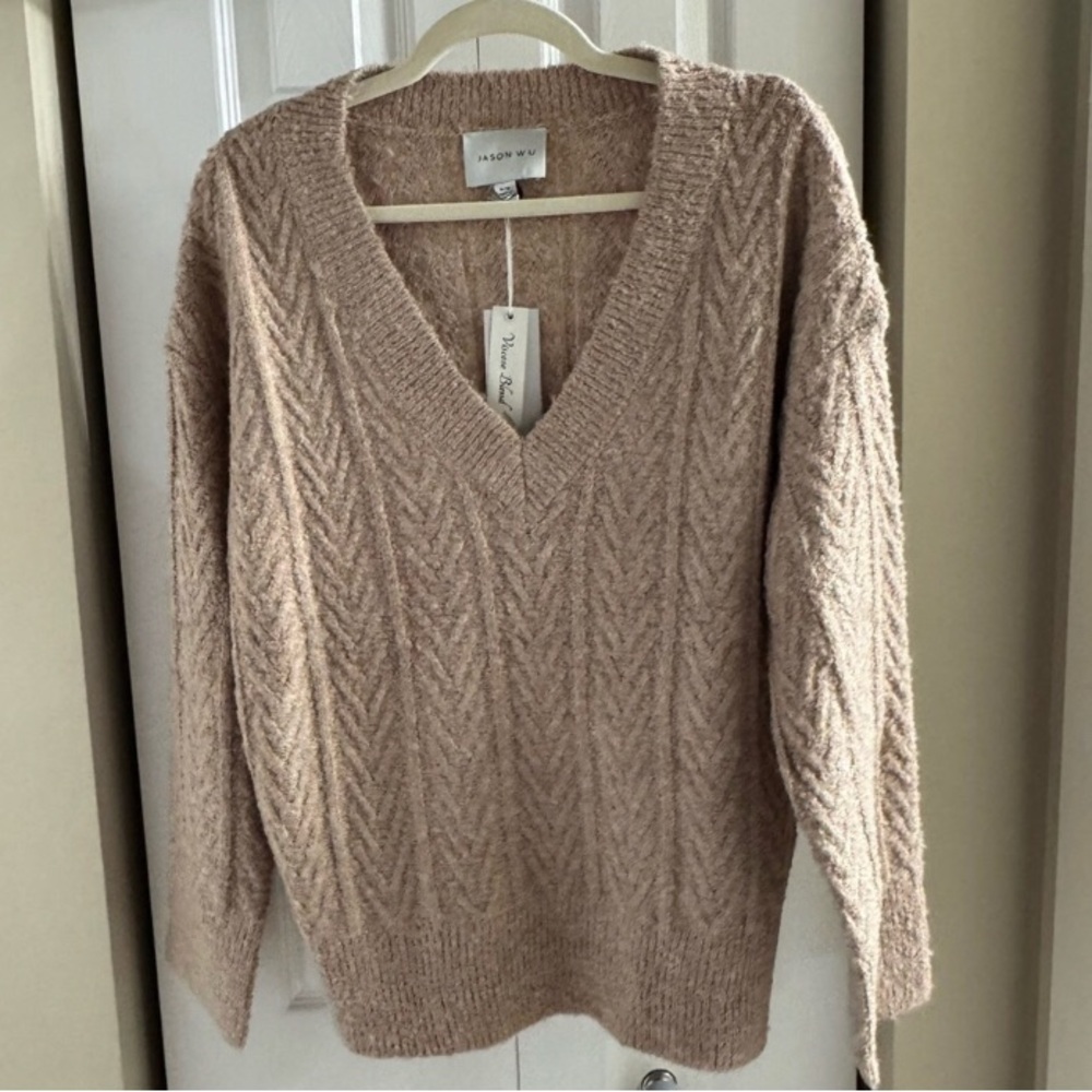 Jason Wu Beige V-Neck Sweater